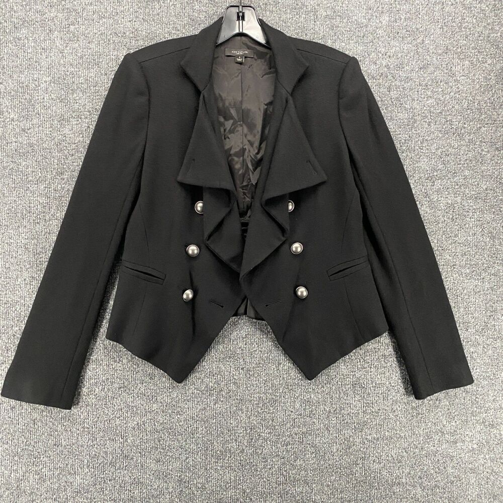 Ann Taylor Blazer Jacket Size 4 Wool Open Front Academia Preppy Office Classic